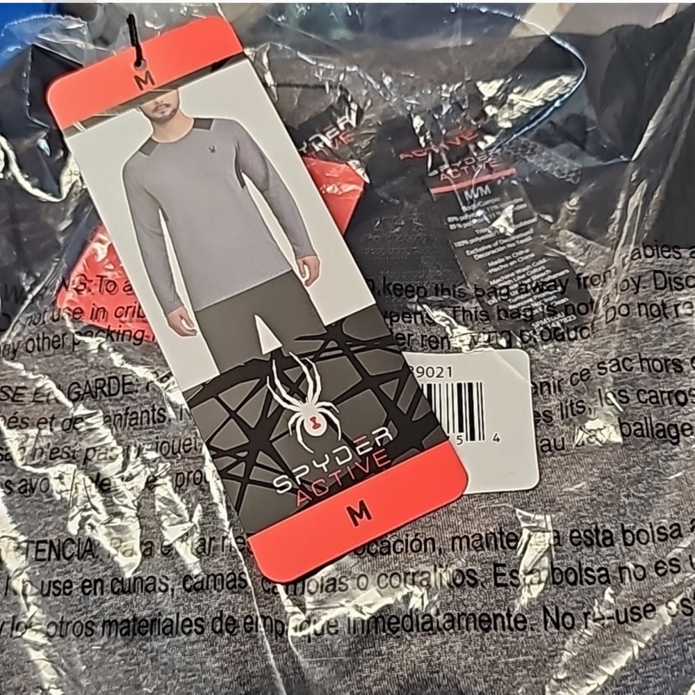 Spyder men's active long sleeve tee proweb microfleece t-shirt  … - Picture 3 of 6